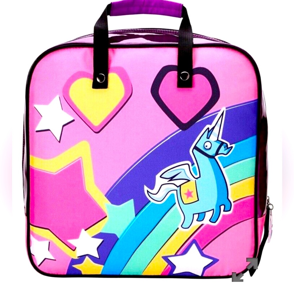 Fortnite Unicorn Brite Bomber Bag Back Bling Backpack Glitter Heart Star Cosplay